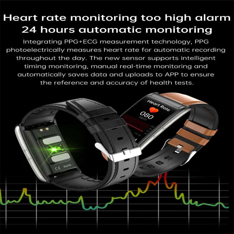 E600 1.47 inch Color Screen Smart Watch Leather Strap Support Heart Rate Monitoring / Blood Press...