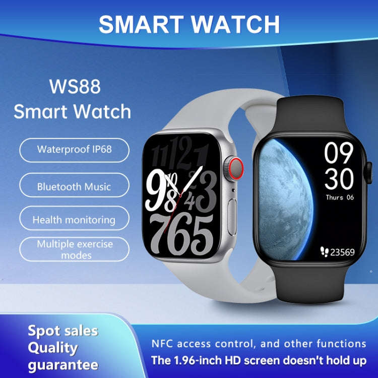 WS88 1.96 inch Color Screen Smart Watch,Support Heart Rate Monitoring / Blood Pressure Monitoring...