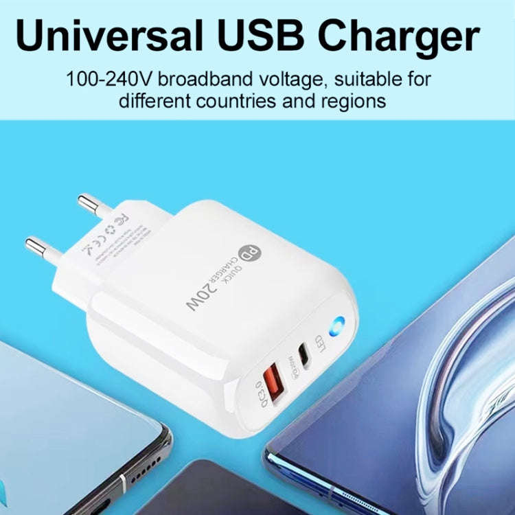 PD04 Type-C + USB Mobile Phone Charger with USB to Micro USB Cable, EU Plug(Black)