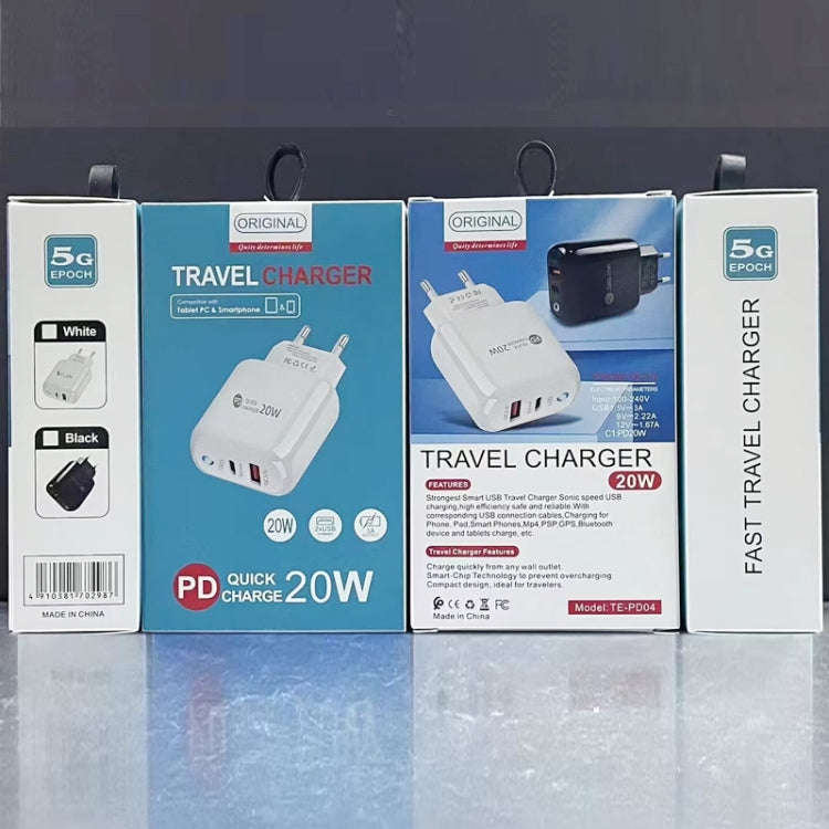 PD04 Type-C + USB Mobile Phone Charger with USB to Micro USB Cable, EU Plug(Black)
