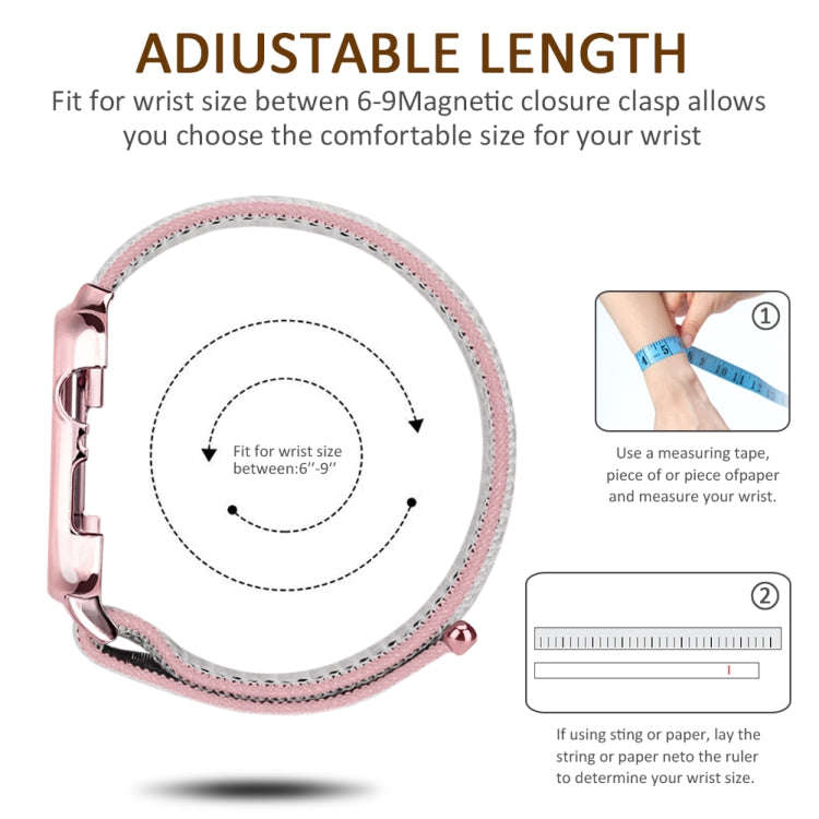 Simple Fashion Nylon Watch Band with Frame for Apple Watch Series 5 & 4 40mm(Pink)