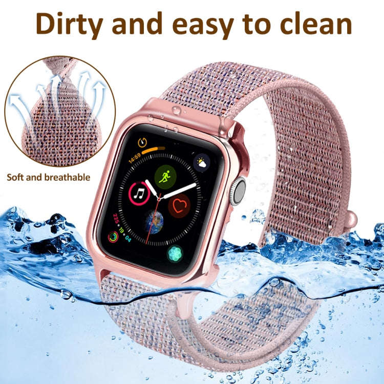 Simple Fashion Nylon Watch Band with Frame for Apple Watch Series 5 & 4 40mm(Pink)