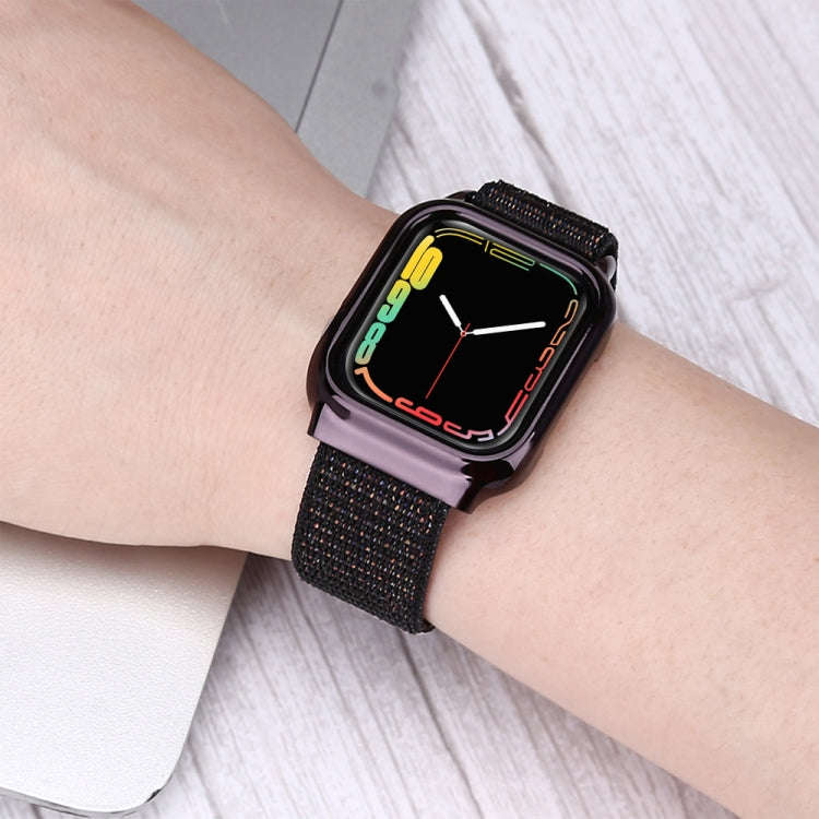 Simple Fashion Nylon Watch Band with Frame for Apple Watch Series 5 & 4 40mm(Hibiscus Pink)