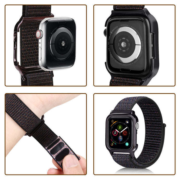 Simple Fashion Nylon Watch Band with Frame for Apple Watch Series 5 & 4 40mm(Hibiscus Pink)