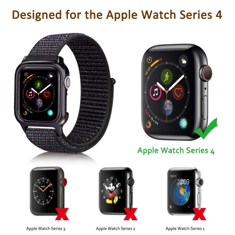 Simple Fashion Nylon Watch Band with Frame for Apple Watch Series 5 & 4 40mm(Hibiscus Pink)