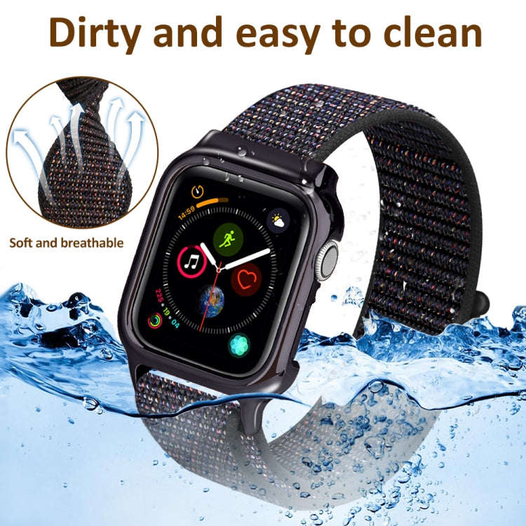 Simple Fashion Nylon Watch Band with Frame for Apple Watch Series 5 & 4 40mm(Hibiscus Pink)