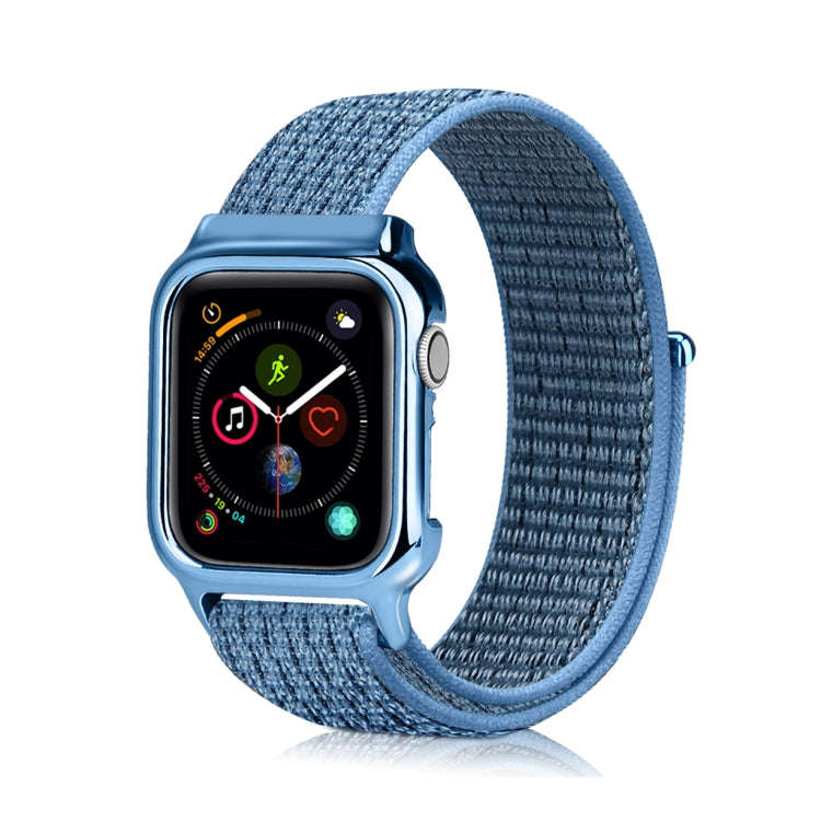 Simple Fashion Nylon Watch Band with Frame for Apple Watch Series 5 & 4 40mm(Reflective Blue)