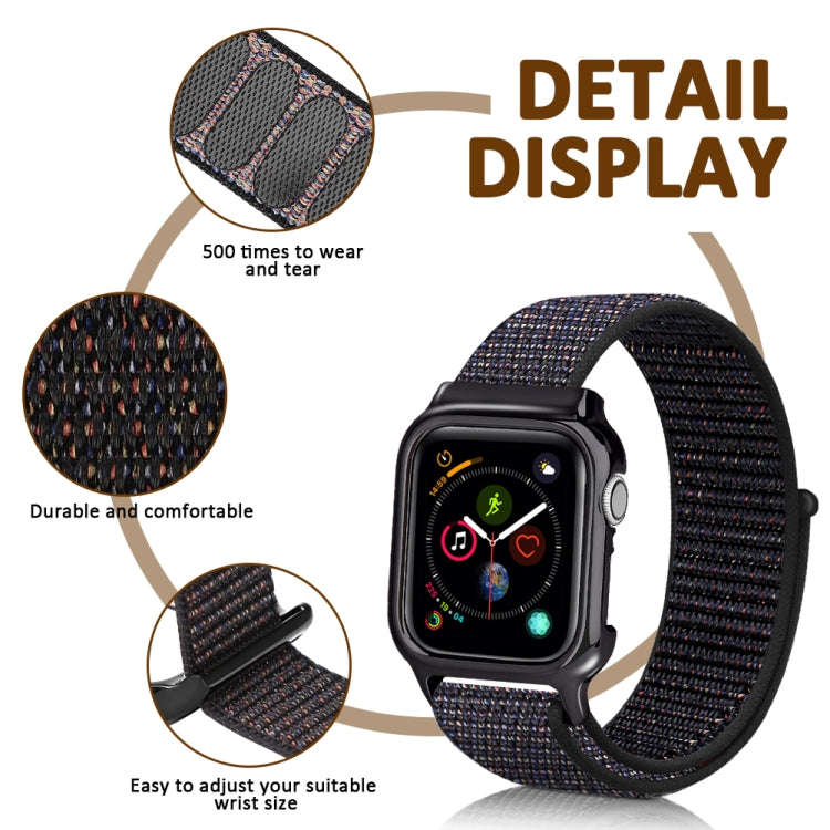 Simple Fashion Nylon Watch Band with Frame for Apple Watch Series 5 & 4 40mm(Reflective Blue)