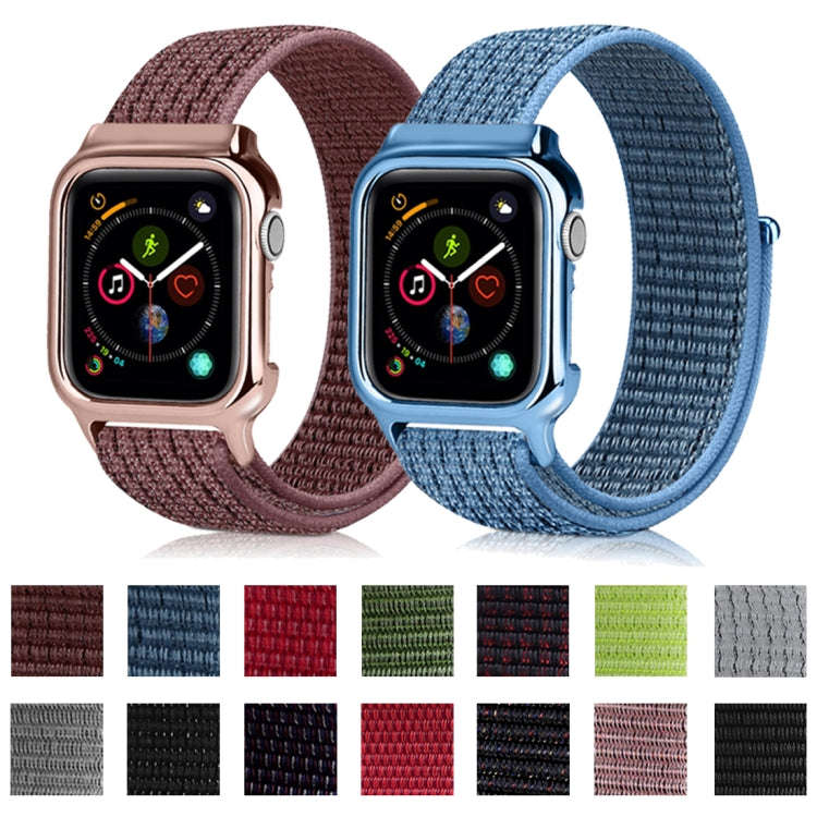 Simple Fashion Nylon Watch Band with Frame for Apple Watch Series 5 & 4 40mm(Hibiscus Pink)
