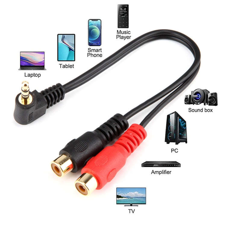 JUNSUNMAY 3.5mm Male Elbow to Dual RCA Stereo Audio Cable Adapter 20cm