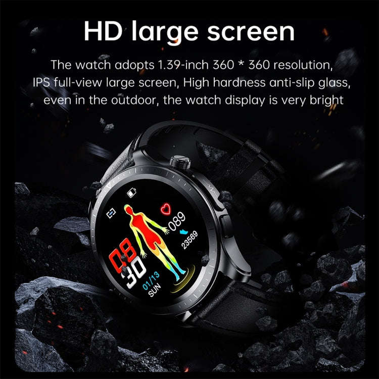 E420 1.39 inch Color Screen Smart Watch,Leather Strap,Support Heart Rate Monitoring / Blood Press...
