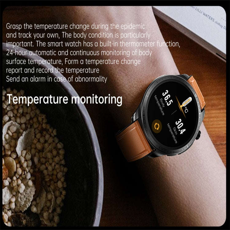 E420 1.39 inch Color Screen Smart Watch,Leather Strap,Support Heart Rate Monitoring / Blood Press...