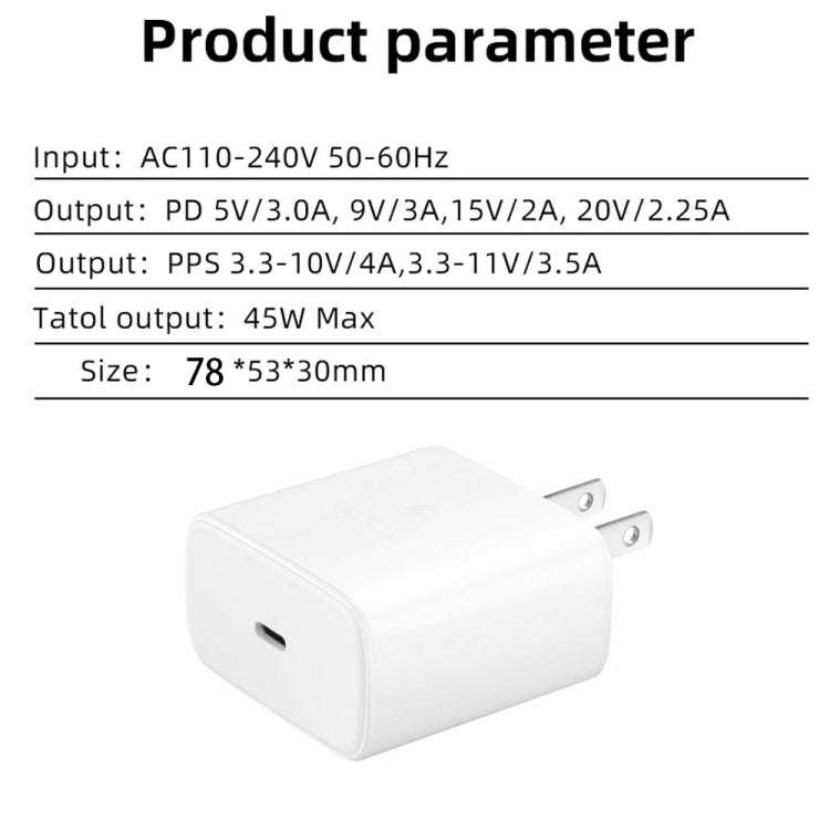 M135 45W USB-C / Type-C Port Fast Charger with 5A Type-C to Type-C Cable, US Plug(Black)