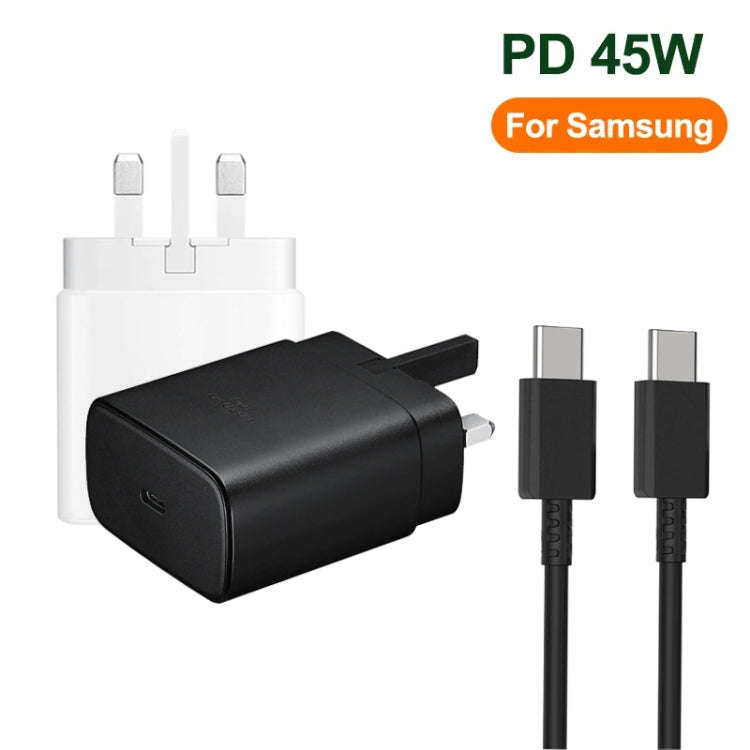 M135 45W USB-C / Type-C Port Fast Charger with 5A Type-C to Type-C Cable, UK Plug(White)