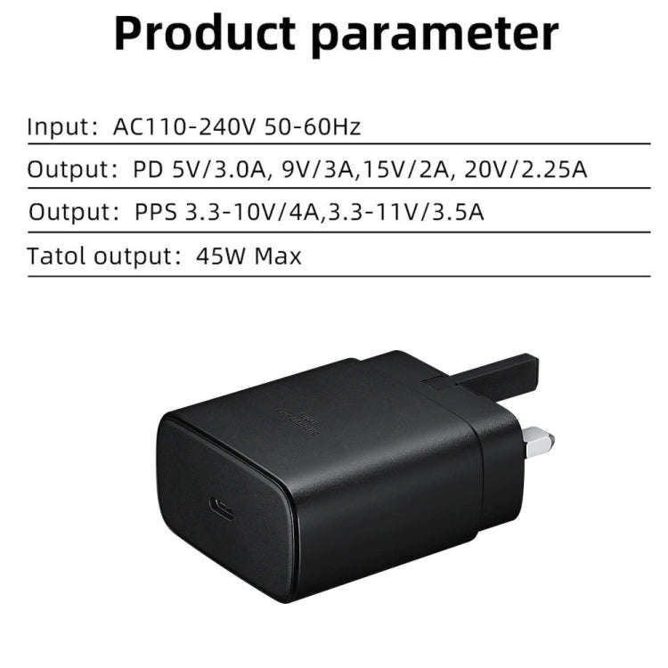M135 45W USB-C / Type-C Port Fast Charger, UK Plug(Black)