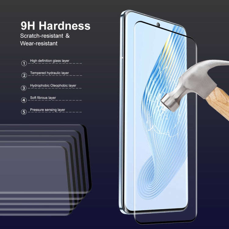 For Honor Magic5 2pcs ENKAY 3D Hot Bending Edge Glue Tempered Glass Full Film with Lens Film