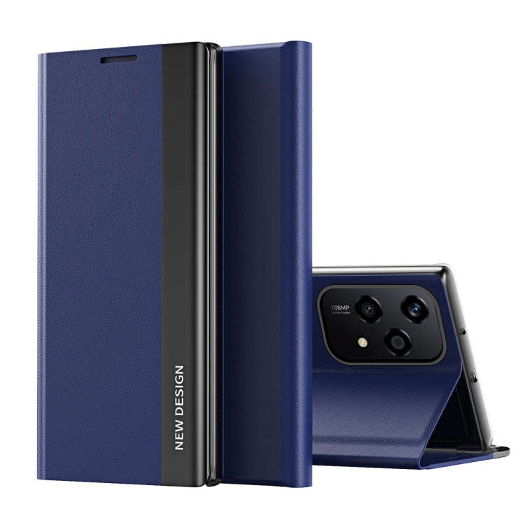 For Honor 200 Lite Global Side Electroplated Adsorption Leather Phone Case(Dark Blue)