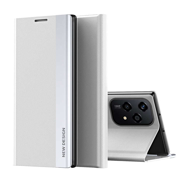 For Honor 200 Lite Global Side Electroplated Adsorption Leather Phone Case(Silver)