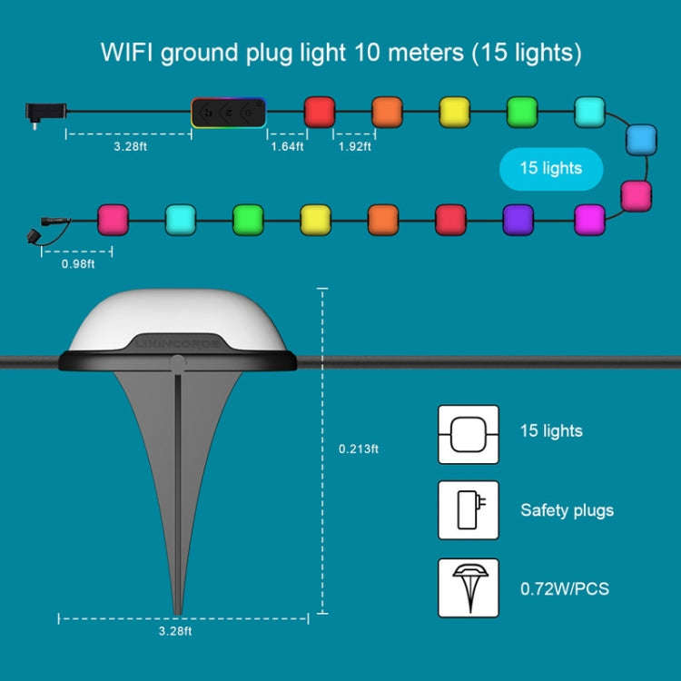 CP01 Outdoor WIFI Smart APP Control Garden Lamp Music Sync Outdoor Ground Lights(EU Plug)