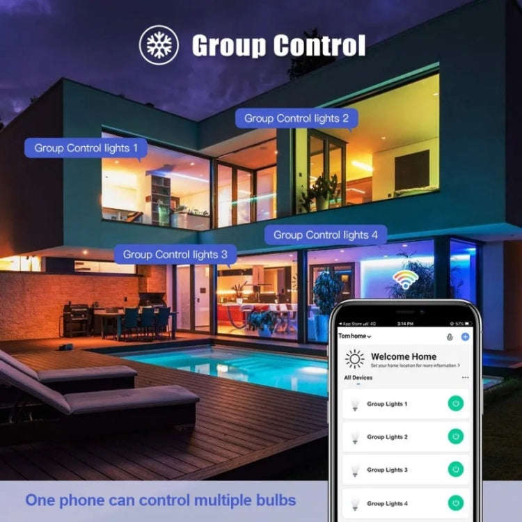 DP01 2pcs TUYA WiFi Smart Light Bulb 15W E26 E27 RGB + White + Warm White LED Bulb