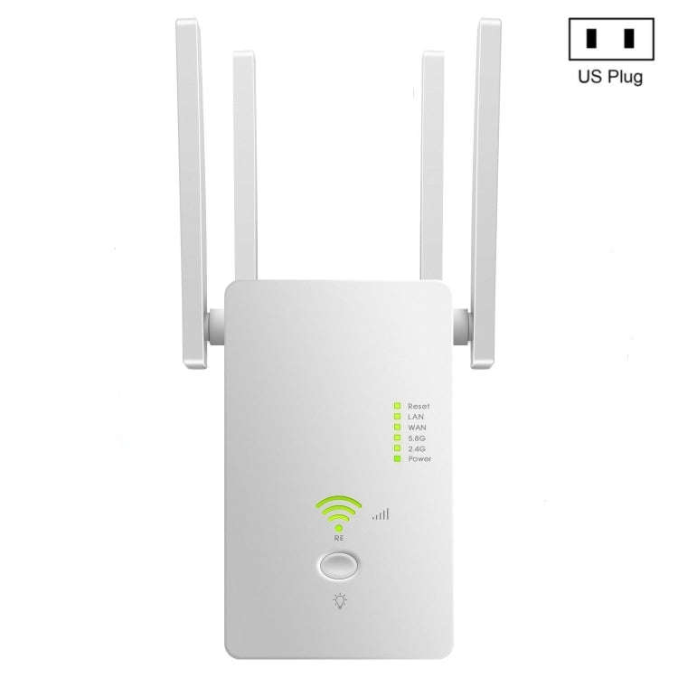 U6 5Ghz Wireless WiFi Repeater 1200Mbps Router Wifi Booster 2.4G Long Range Extender(US Plug)