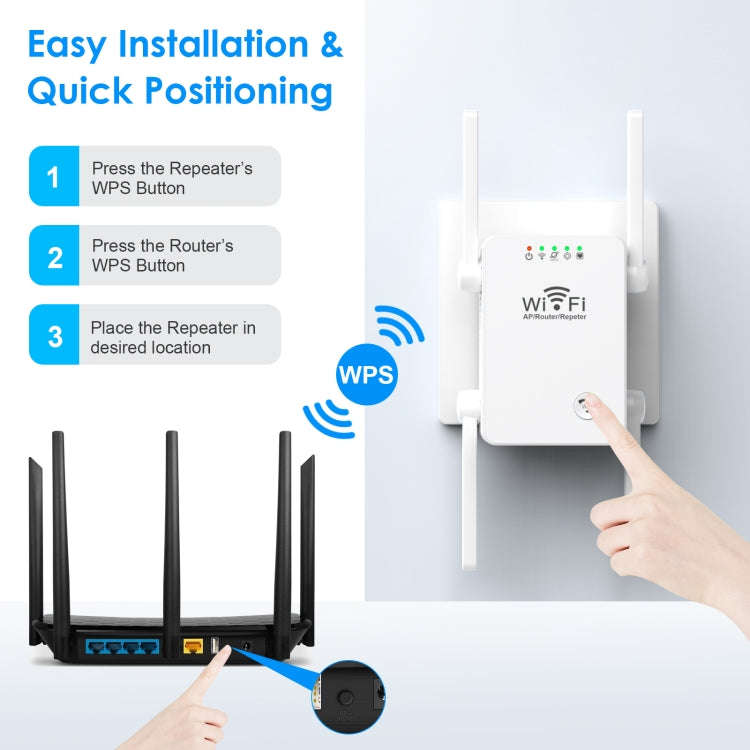U8 300Mbps Wireless WiFi Repeater Extender Router Wi-Fi Signal Amplifier WiFi Booster(EU Plug)