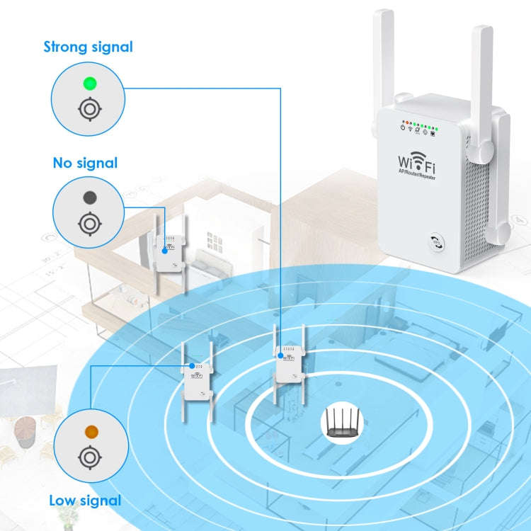 U8 300Mbps Wireless WiFi Repeater Extender Router Wi-Fi Signal Amplifier WiFi Booster(US Plug)
