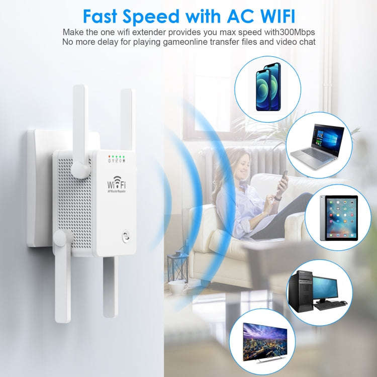 U8 300Mbps Wireless WiFi Repeater Extender Router Wi-Fi Signal Amplifier WiFi Booster(EU Plug)