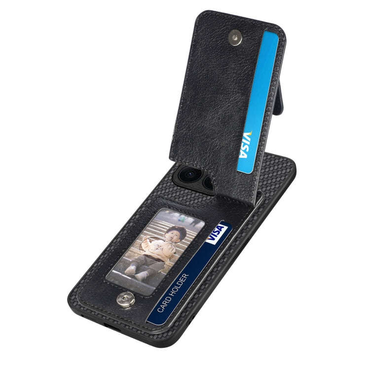 For Honor X8A Carbon Fiber Vertical Flip Zipper Phone Case(Black)