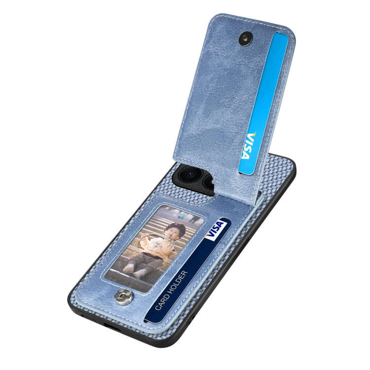 For Honor X8A Carbon Fiber Vertical Flip Zipper Phone Case(Blue)