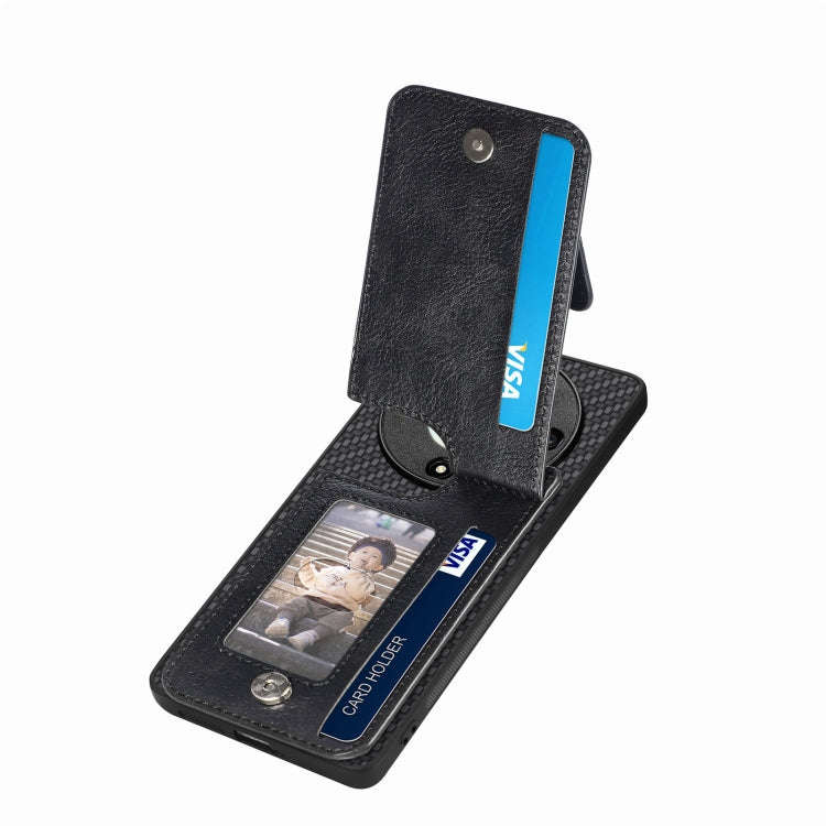 For Honor X9A Carbon Fiber Vertical Flip Zipper Phone Case(Black)