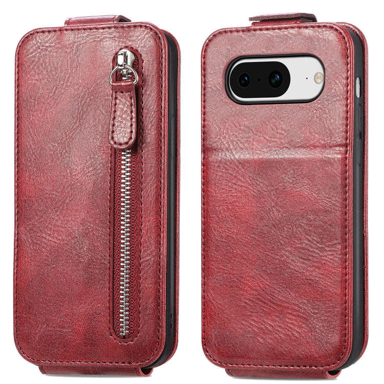 For Google Pixel 8 Zipper Wallet Vertical Flip Leather Phone Case(Red)
