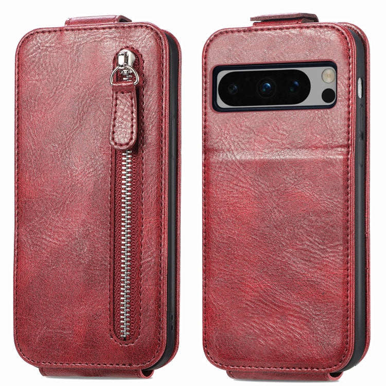 For Google Pixel 8 Pro Zipper Wallet Vertical Flip Leather Phone Case(Red)
