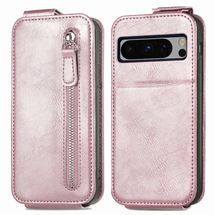 For Google Pixel 8 Pro Zipper Wallet Vertical Flip Leather Phone Case(Pink)
