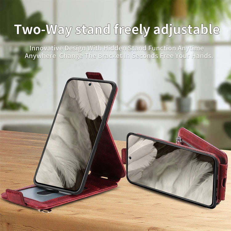 For Google Pixel 8 Pro Zipper Wallet Vertical Flip Leather Phone Case(Red)