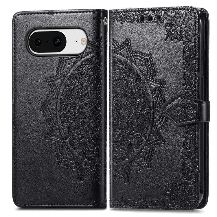 For Google Pixel 8 Mandala Flower Embossed Leather Phone Case(Black)
