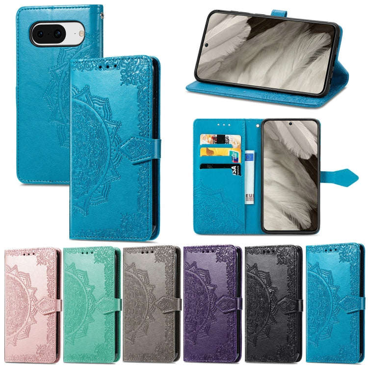 For Google Pixel 8 Mandala Flower Embossed Leather Phone Case(Green)
