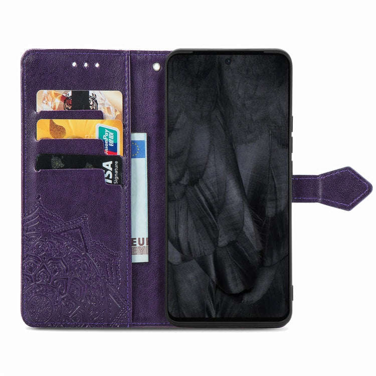 For Google Pixel 8 Pro Mandala Flower Embossed Leather Phone Case(Purple)