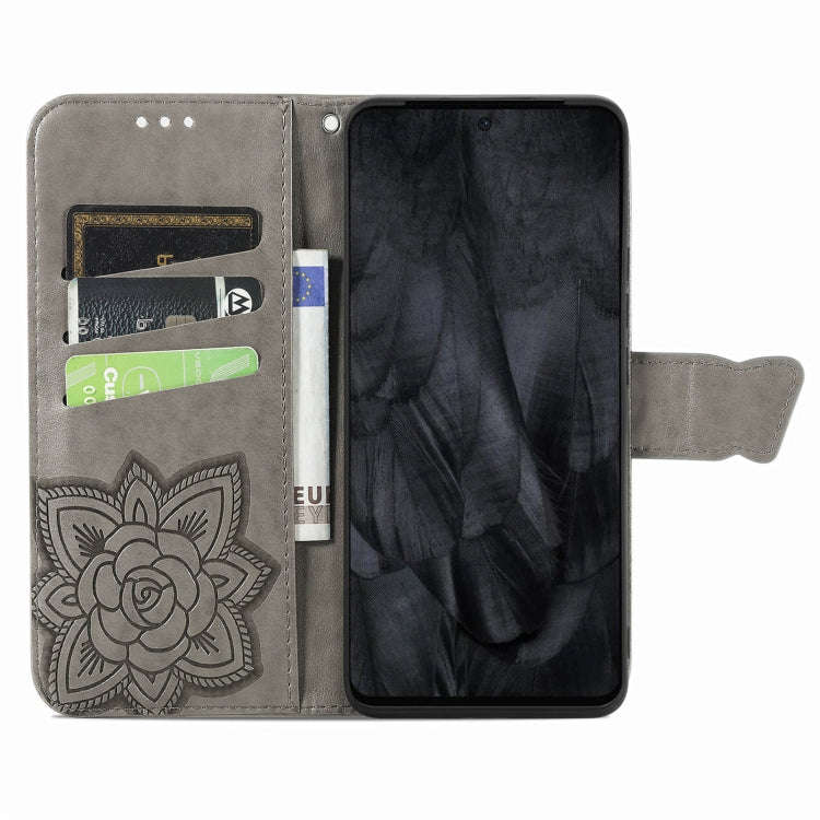 For Google Pixel 8 Pro Butterfly Love Flower Embossed Leather Phone Case(Gray)