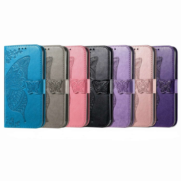 For Google Pixel 8 Pro Butterfly Love Flower Embossed Leather Phone Case(Gray)