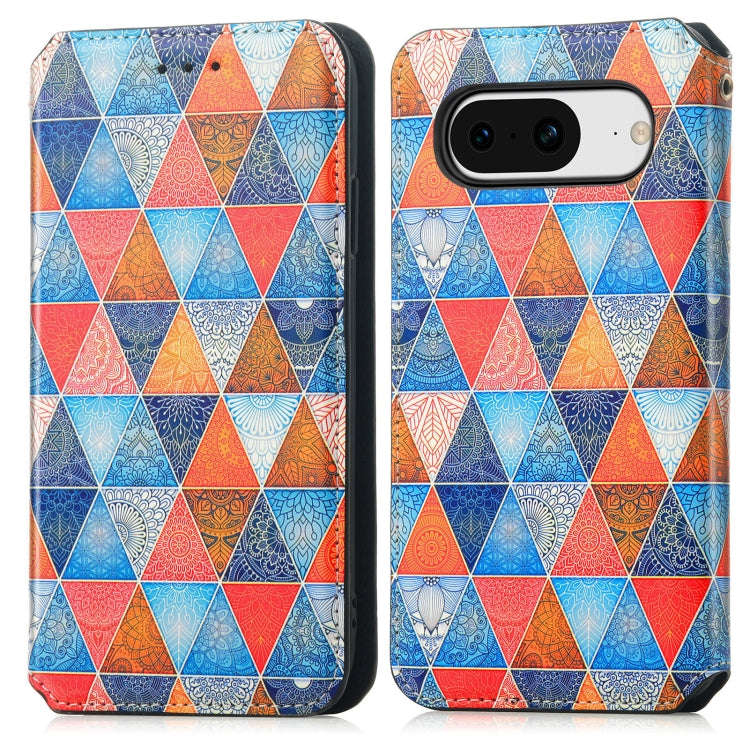 For Google Pixel 8 CaseNeo Colorful Magnetic RFID Anti-theft Leather Phone Case(Red+Blue)