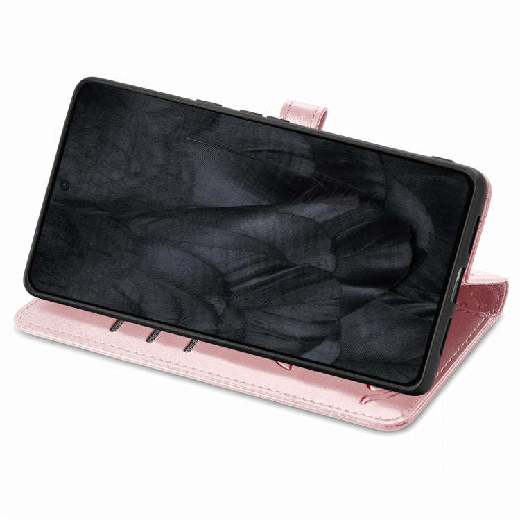 For Google Pixel 8 Pro Cute Cat and Dog Embossed Leather Phone Case(Rose Gold)
