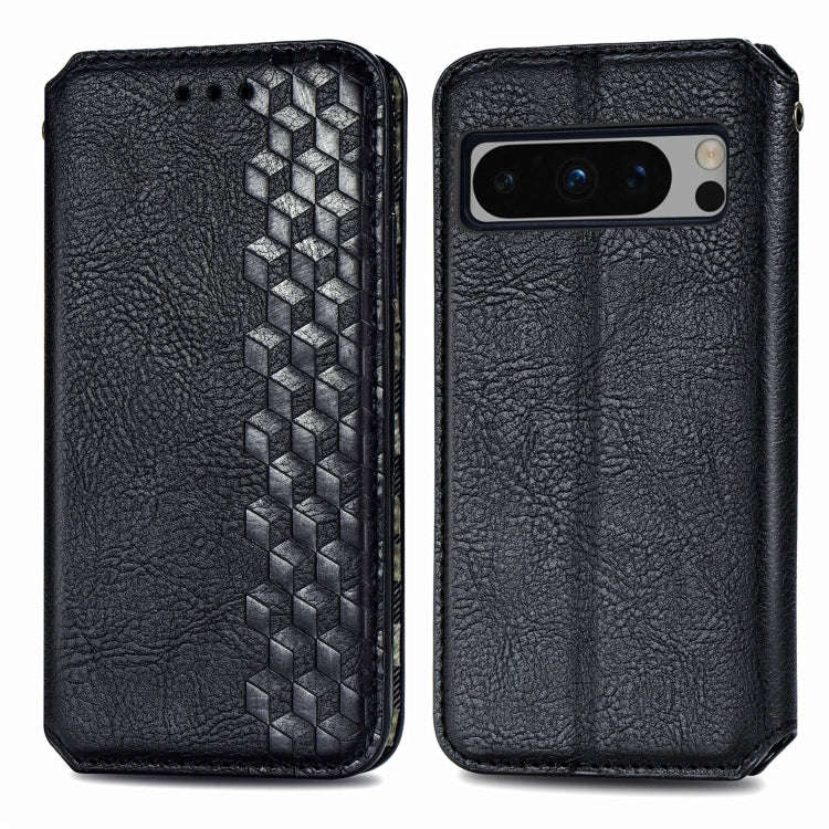 For Google Pixel 8 Pro Cubic Grid Pressed Magnetic Leather Phone Case(Black)
