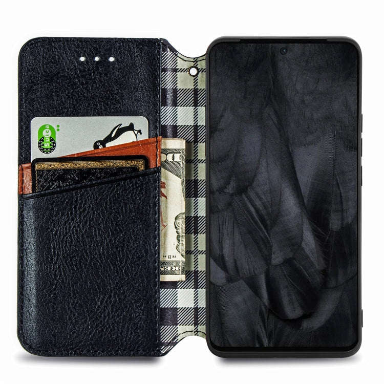 For Google Pixel 8 Pro Cubic Grid Pressed Magnetic Leather Phone Case(Black)