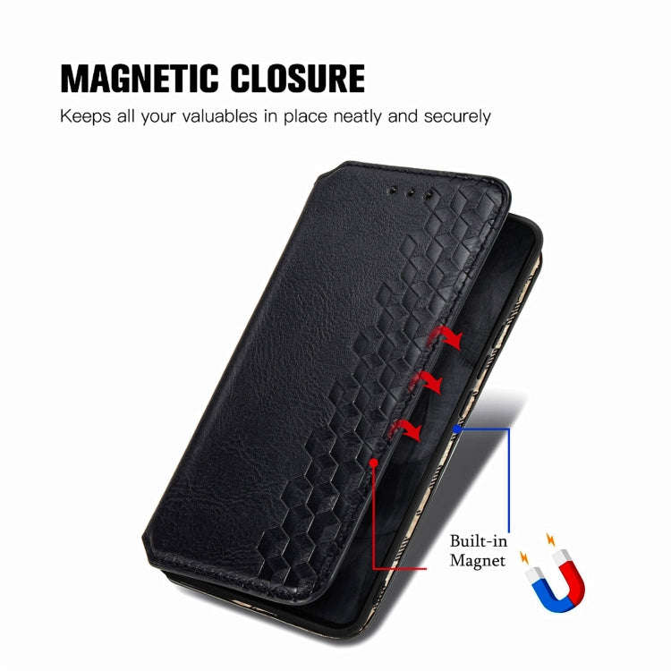 For Google Pixel 8 Pro Cubic Grid Pressed Magnetic Leather Phone Case(Black)