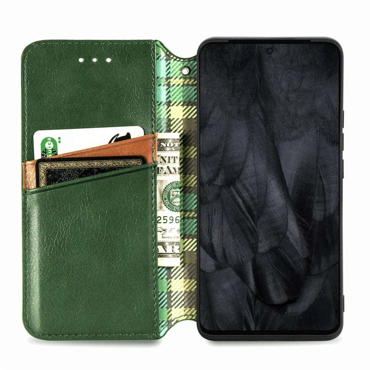 For Google Pixel 8 Pro Cubic Grid Pressed Magnetic Leather Phone Case(Green)