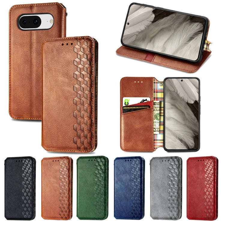 For Google Pixel 8 Pro Cubic Grid Pressed Magnetic Leather Phone Case(Black)