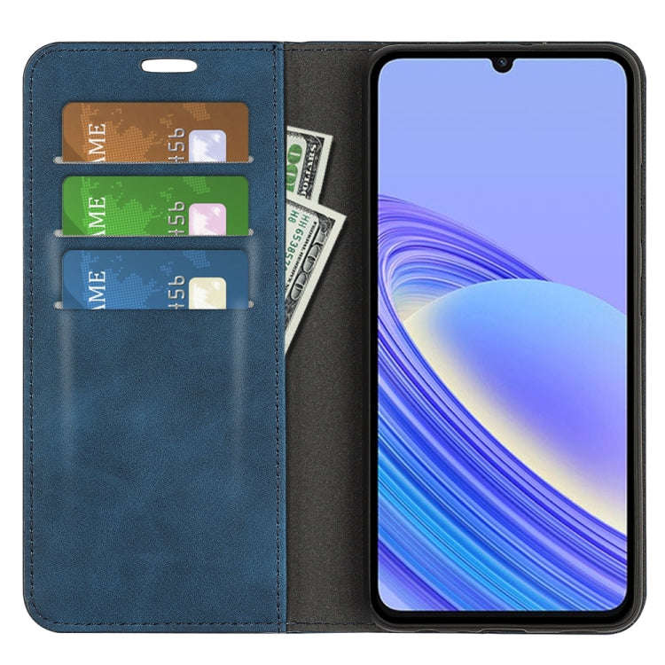 For TCL 40 SE Retro-skin  Magnetic Suction Leather Phone Case(Dark Blue)
