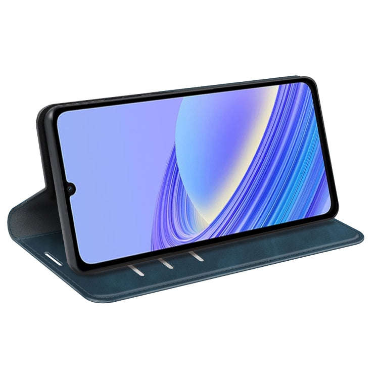 For TCL 40 SE Retro-skin  Magnetic Suction Leather Phone Case(Dark Blue)