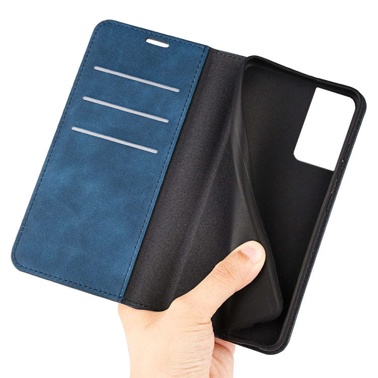For TCL 40 SE Retro-skin  Magnetic Suction Leather Phone Case(Dark Blue)